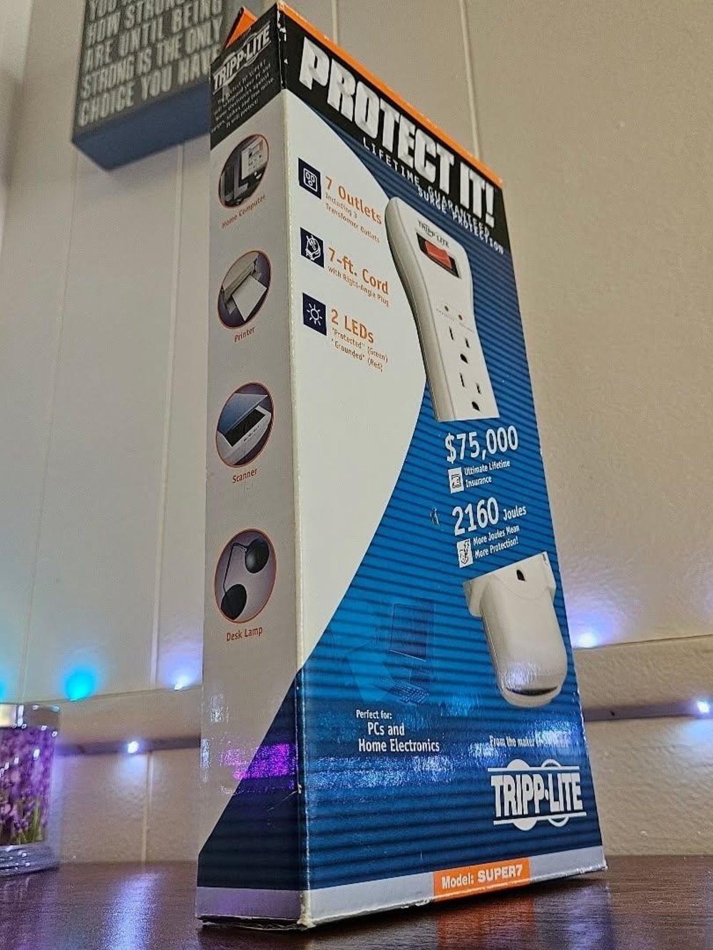 White Surge Protector Power Strip - 6-Outlet, 2160 Joules